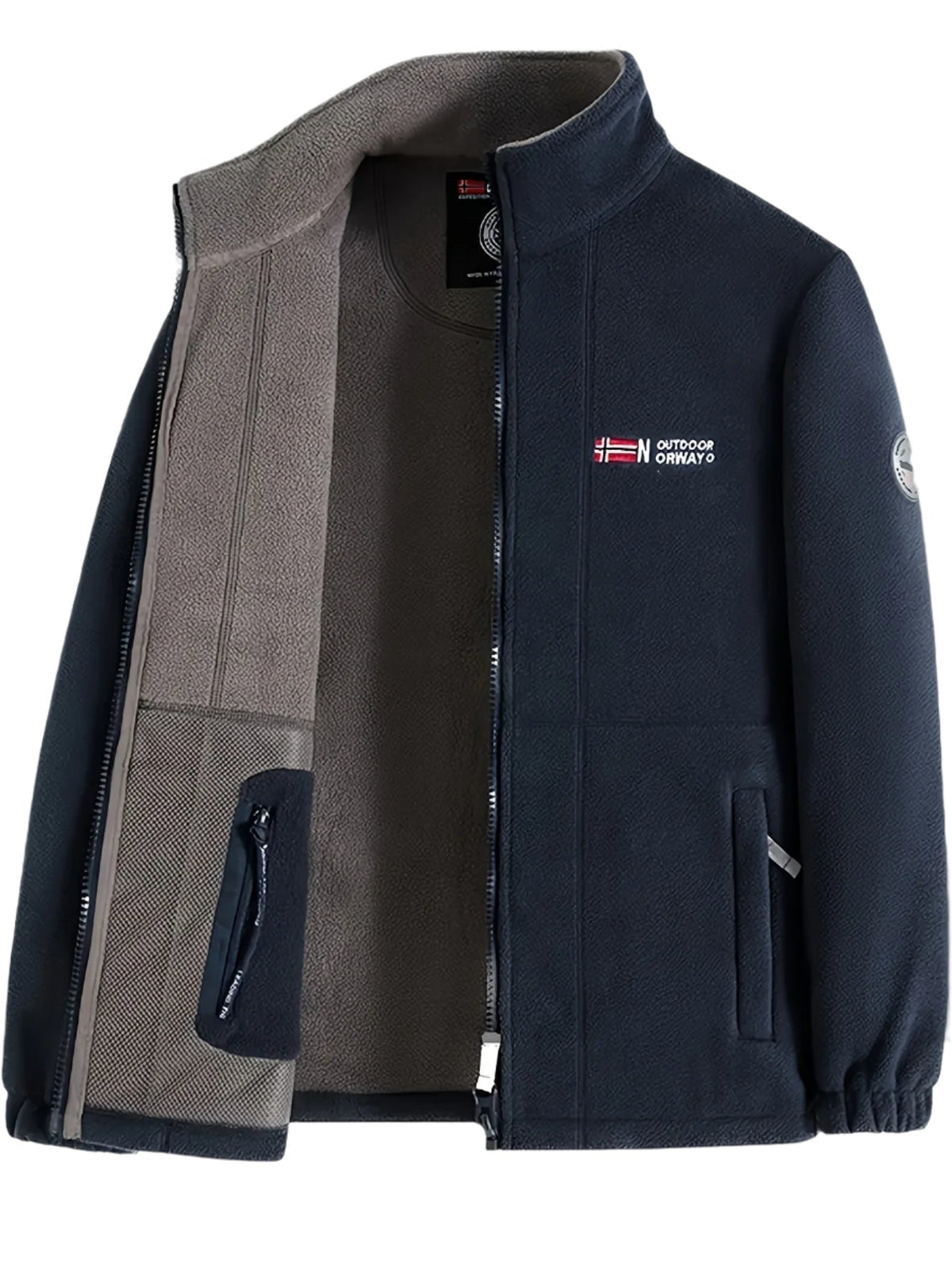 Men's Fleece Jacket Full Zip Stand Collar