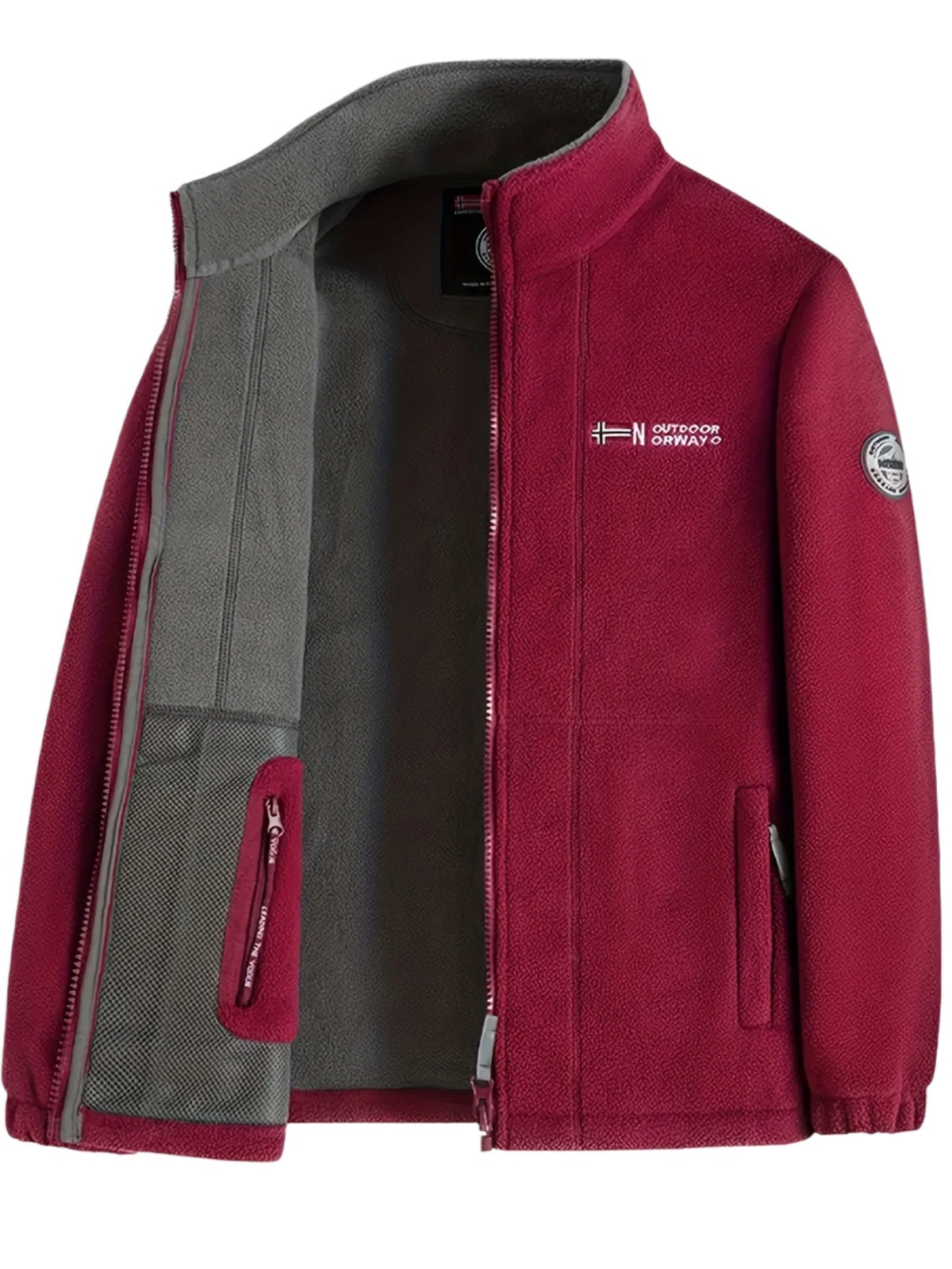 Men's Fleece Jacket Full Zip Stand Collar