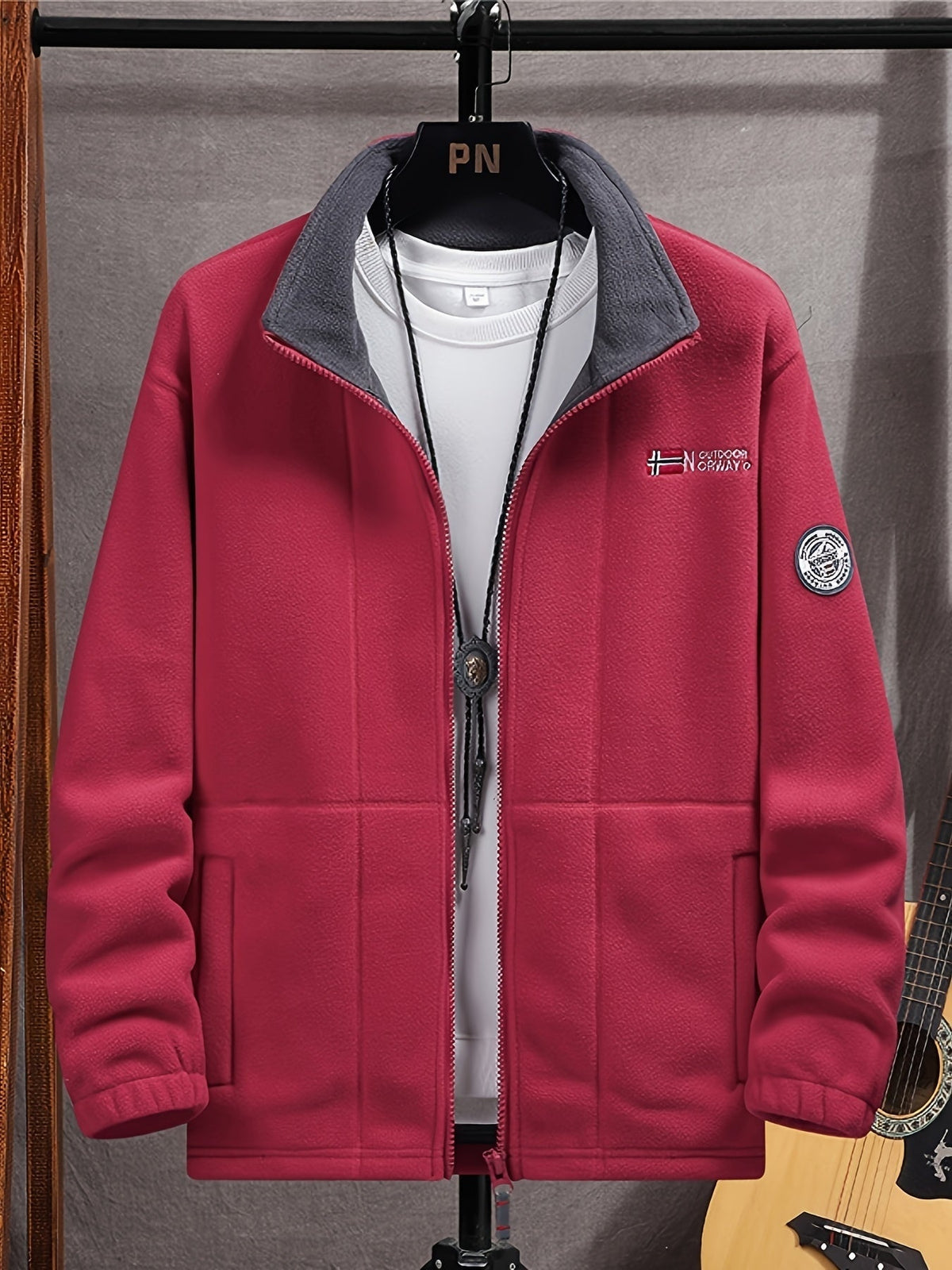 Men's Fleece Jacket Full Zip Stand Collar