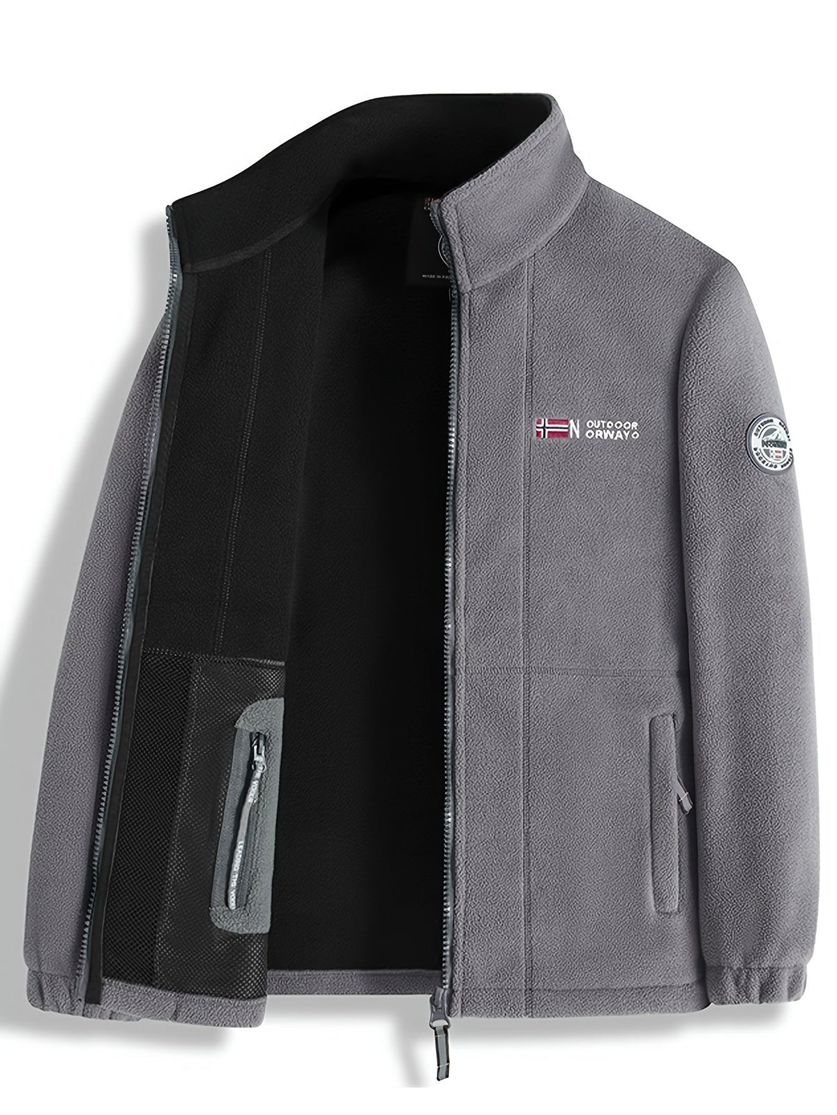 Men's Fleece Jacket Full Zip Stand Collar