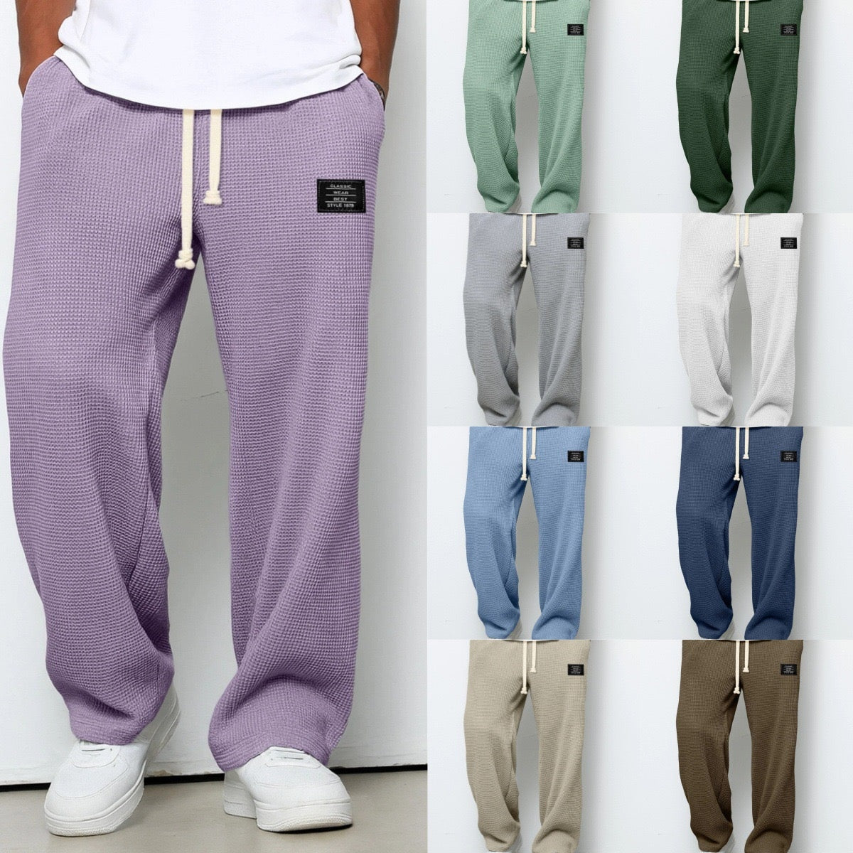 Micah | Men's Waffle Knit Sweatpants Relaxed Fit Drawstring