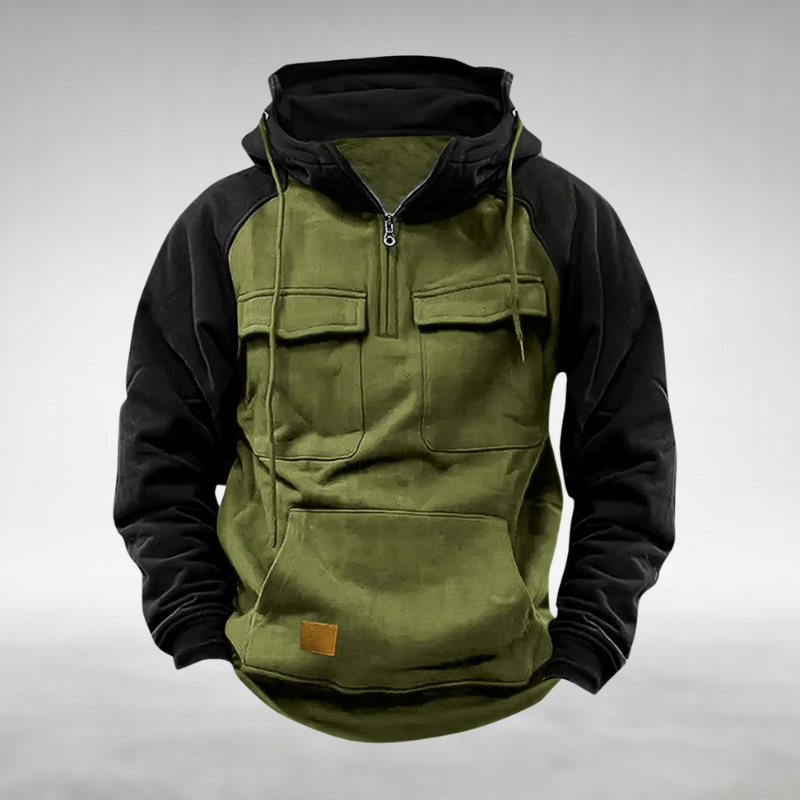 Men's Two Tone Zip Up Hoodie Sweatshirt Cargo Pockets