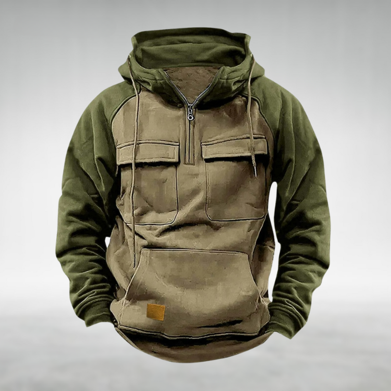 Men's Two Tone Zip Up Hoodie Sweatshirt Cargo Pockets