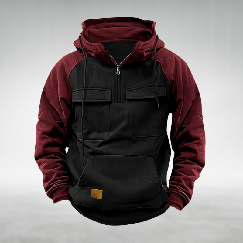 Men's Two Tone Zip Up Hoodie Sweatshirt Cargo Pockets
