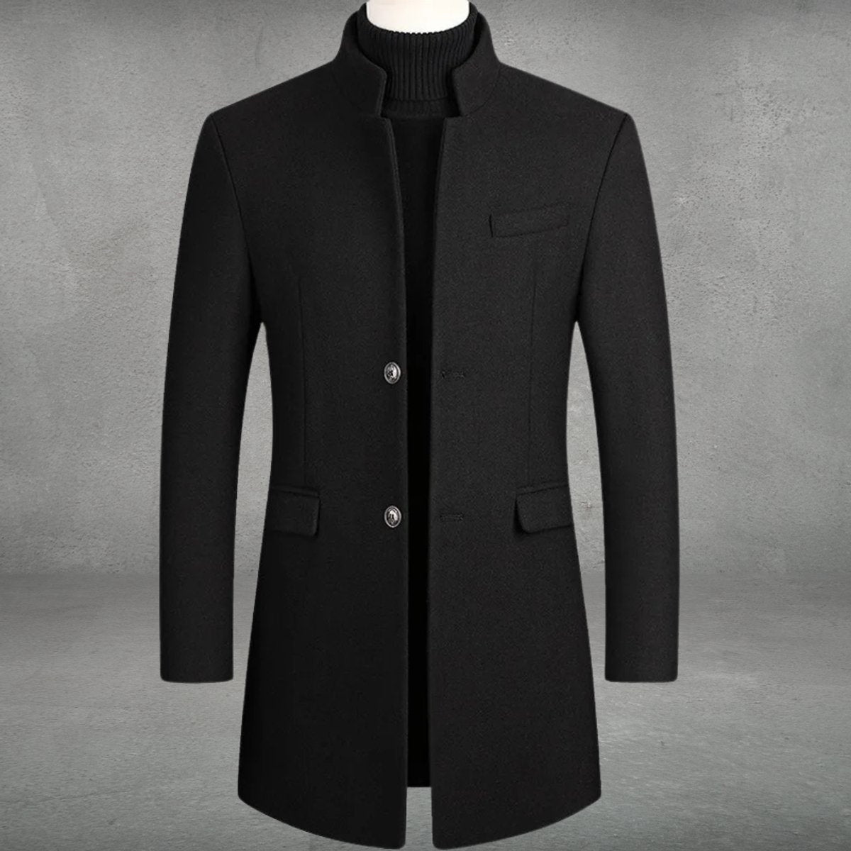 Men's Slim Fit Wool Blend Winter Coat Stand Collar